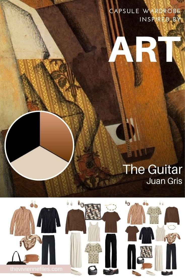A Travel Capsule Wardrobe in Black, Brown and Ivory Start with Art - The Guitar by Juan Gris