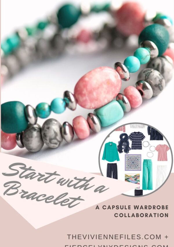 Build a capsule wardrobe starting with a bracelet in turquoise and pink