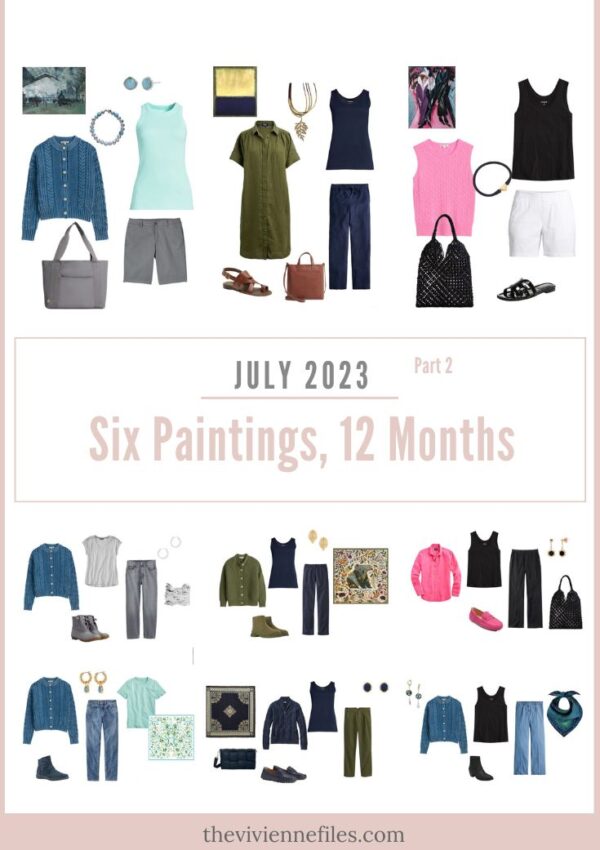 Three Capsule Wardrobes Second Half of Six Paintings, 12 Months – July 2023