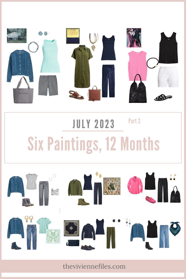 Three Capsule Wardrobes Second Half of Six Paintings, 12 Months – July 2023