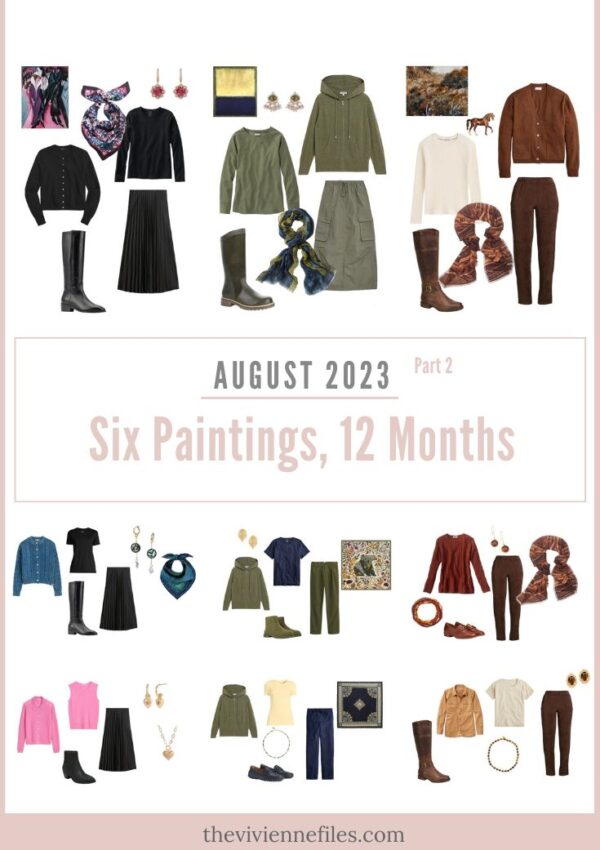 3 Capsule Wardrobes Second Half of Six Paintings, 12 Months – August 2023