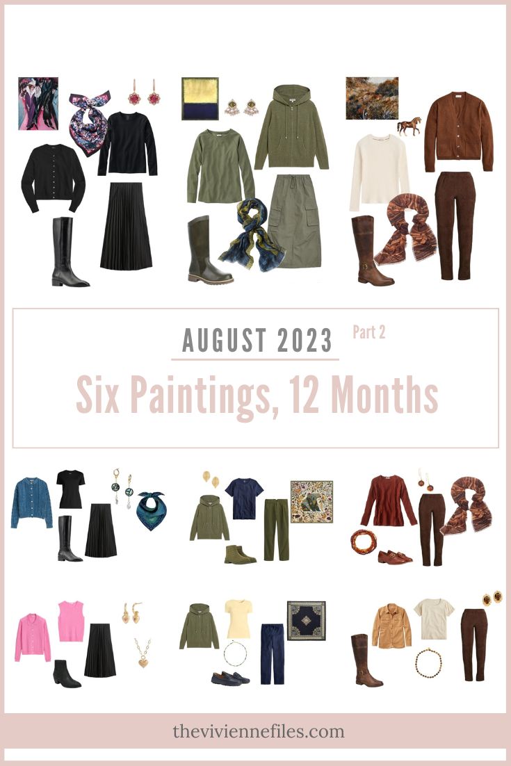 3 Capsule Wardrobes Second Half of Six Paintings, 12 Months – August 2023