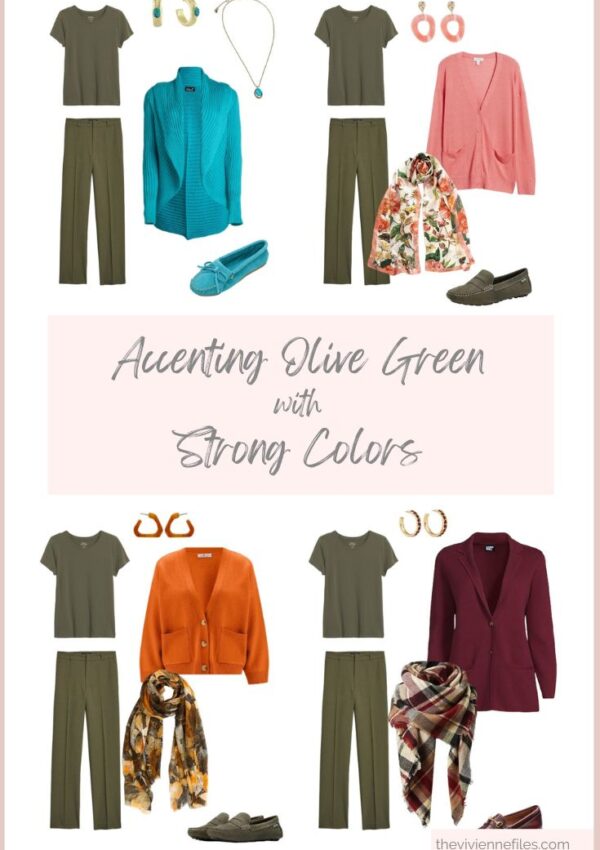Accenting Olive Green with Brights and Strong Colors