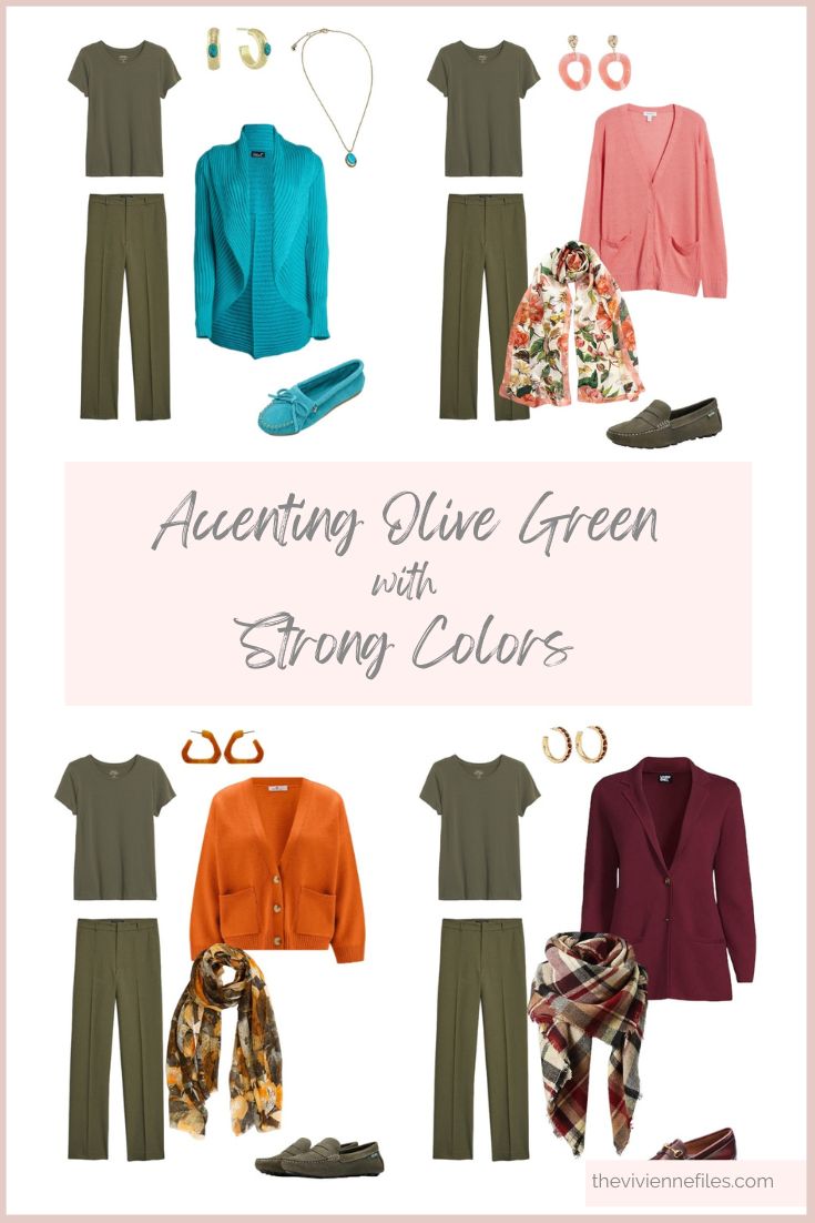 Accenting Olive Green with Brights and Strong Colors