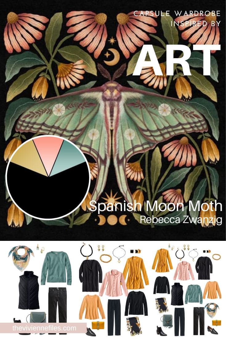 Build a Travel Capsule Wardrobe by Starting with Art - Spanish Moon Moth by Rebecca Zwanzig