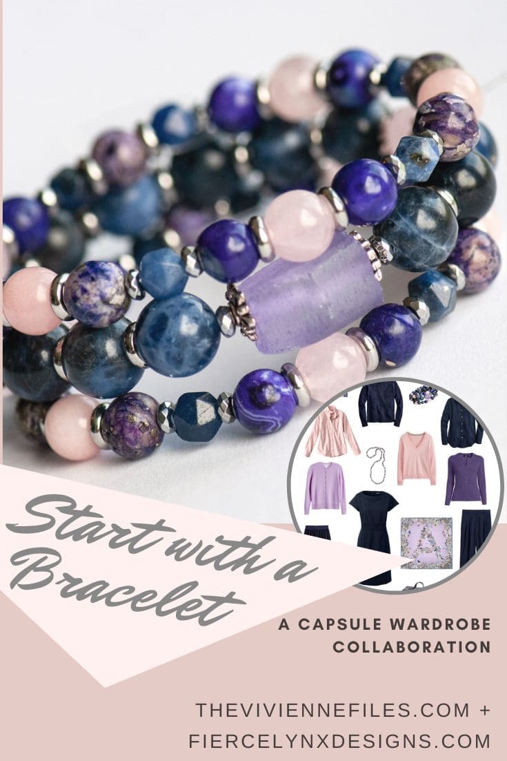 Build a capsule wardrobe starting with a bracelet in navy, pink, and purple