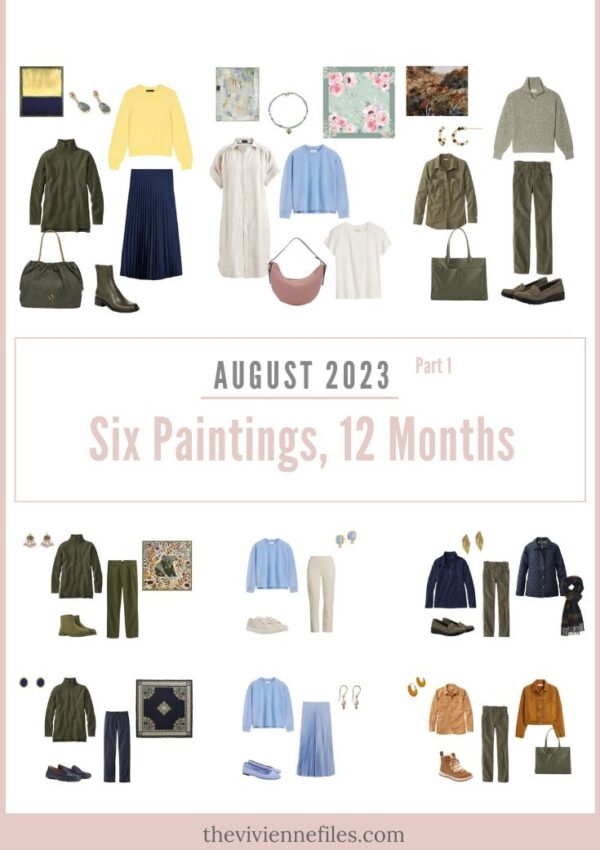 Three Capsule Wardrobes First Half of Six Paintings, 12 Months – August 2023