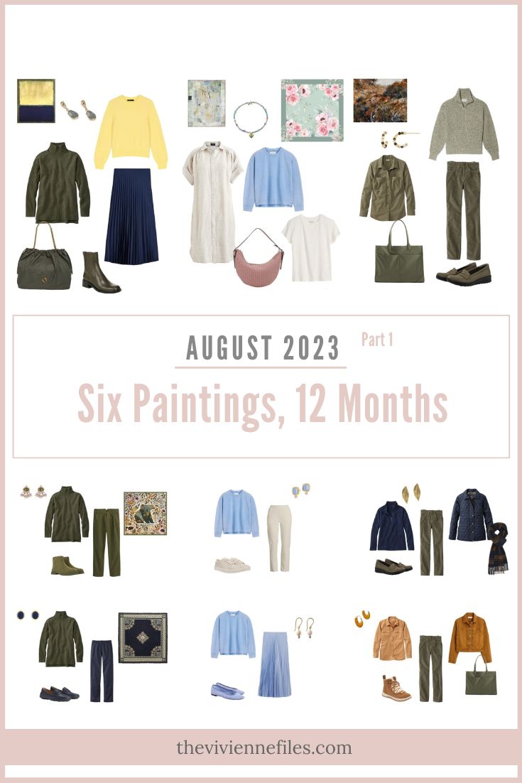 Three Capsule Wardrobes First Half of Six Paintings, 12 Months – August 2023