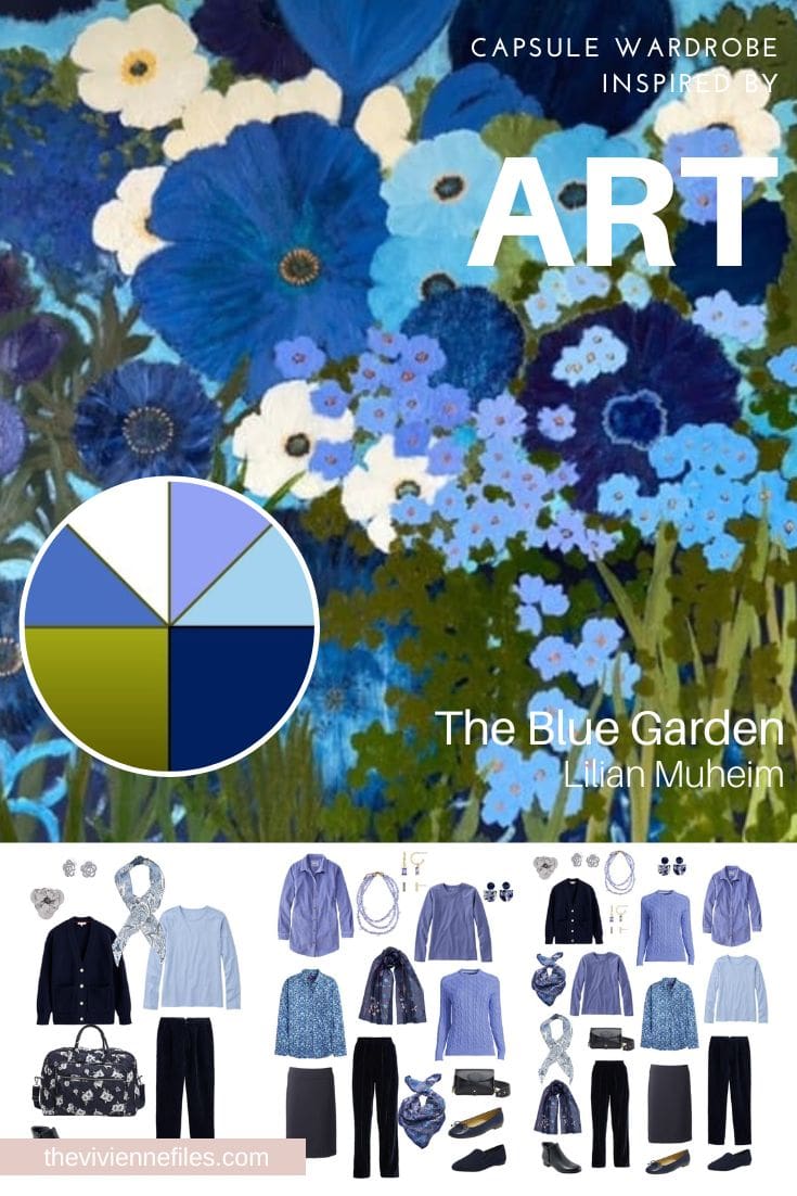 A Travel Capsule in Navy and Blues Start with Art - The Blue Garden by Lilian Muheim