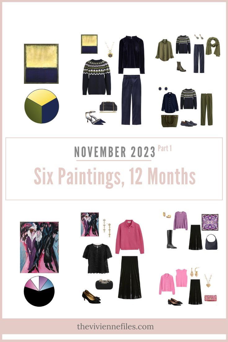 Two Capsule Wardrobes November Six Paintings - Twelve Months