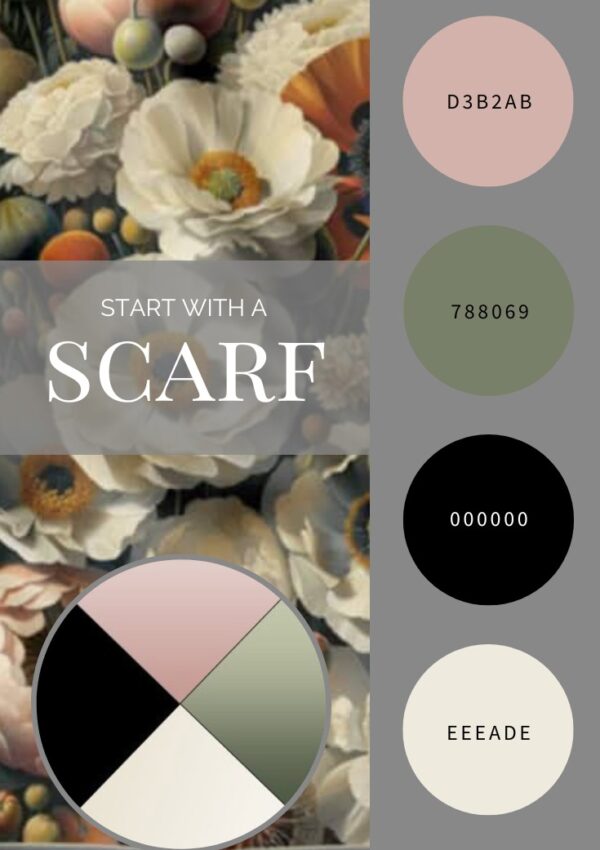 A Different Take On Scarf Colors Start With a Scarf - Fleur Royale scarf by Artifact.
