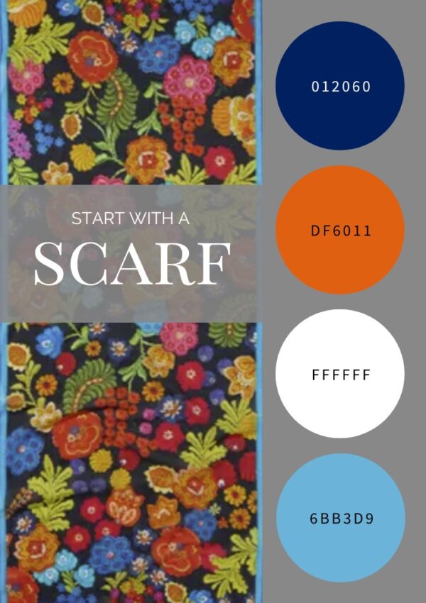 Want to Brighten Up Navy Start With a Scarf - Hungarian Folk Florals Scarf
