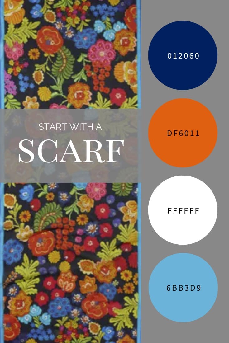 Want to Brighten Up Navy Start With a Scarf - Hungarian Folk Florals Scarf